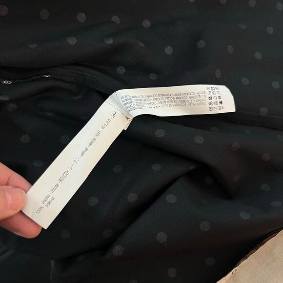 Zara NWT Black White Polka Dot Off Shoulder Tie Back Mini Sundress Size Small - Picture 11 of 12